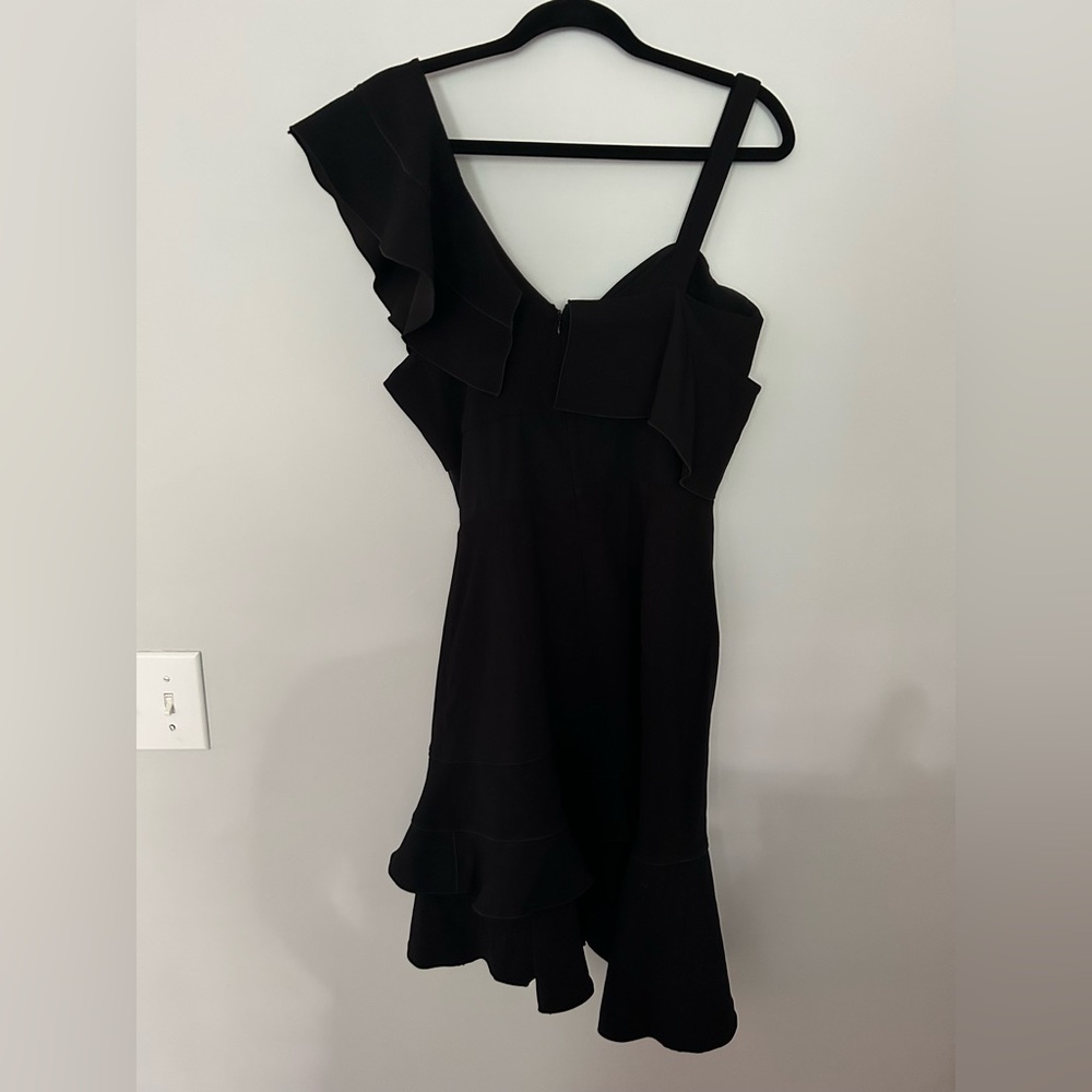 Proenza Schouler Black Asymmetrical Ruffle Mini Dress - Picture 9 of 14